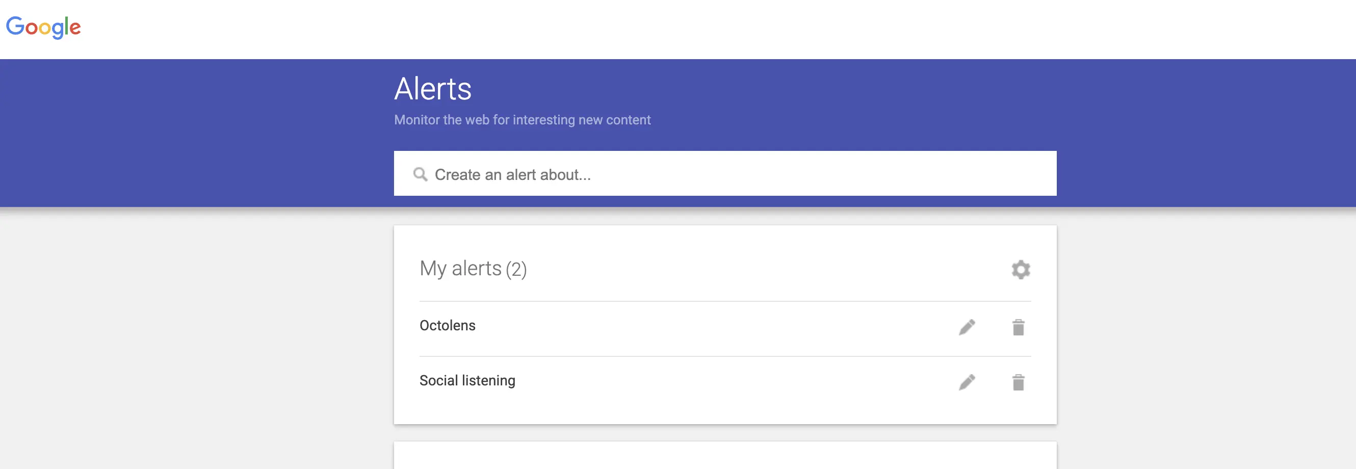 Google Alerts screenshot