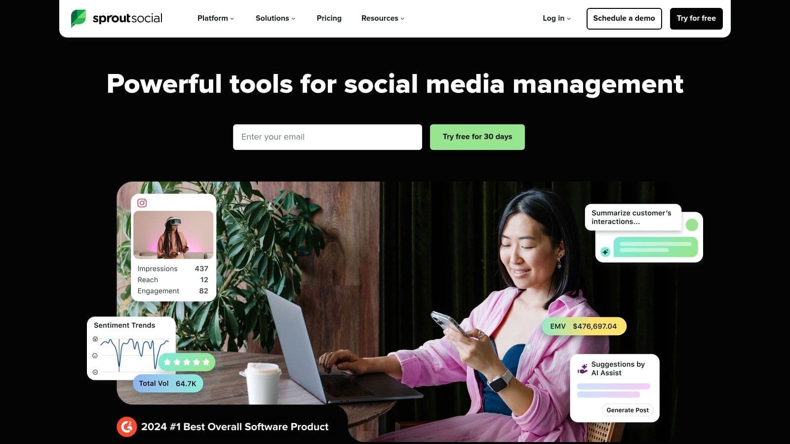 Sprout Social social media management and listening dashboard