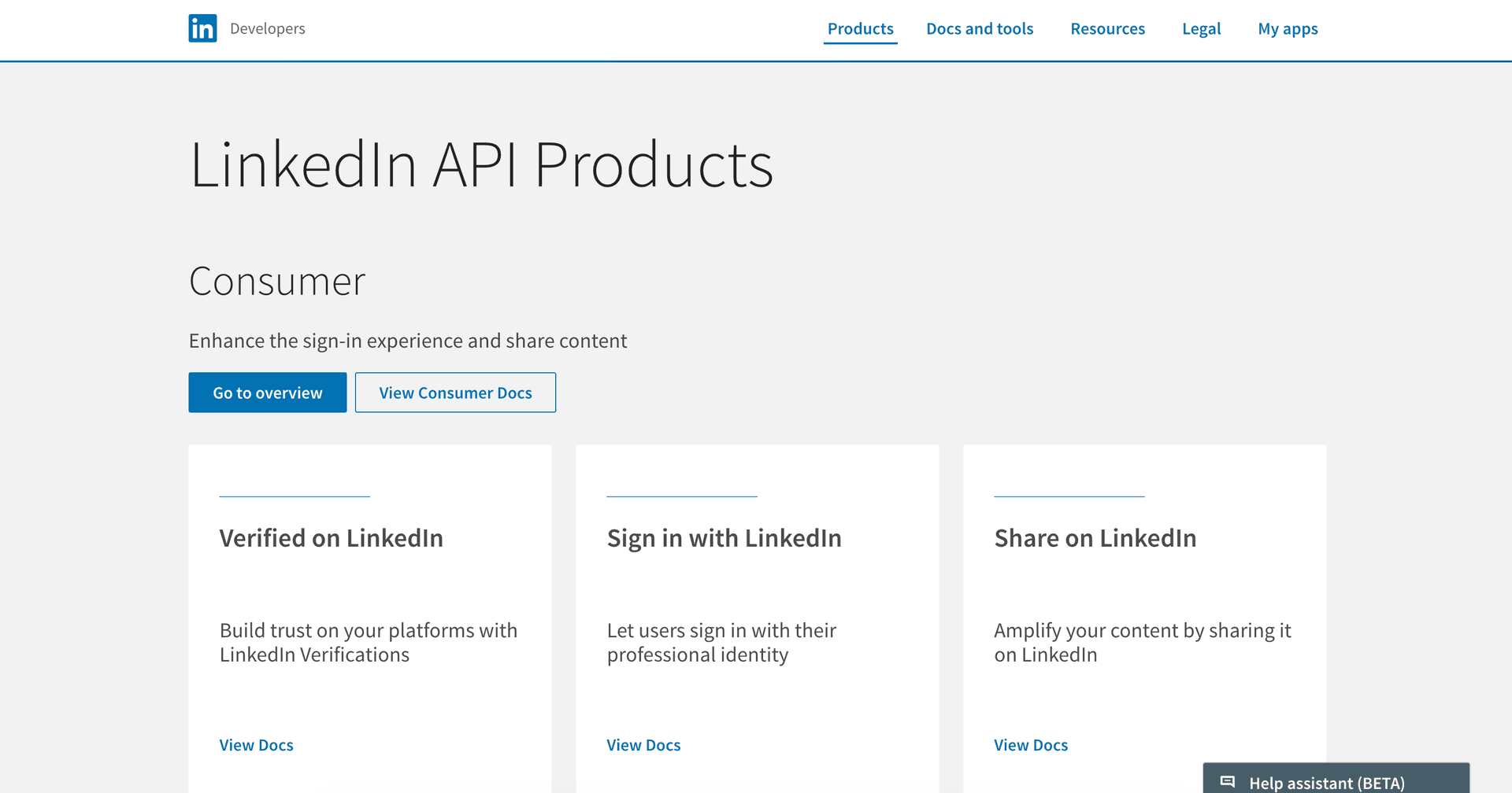LinkedIn API Products