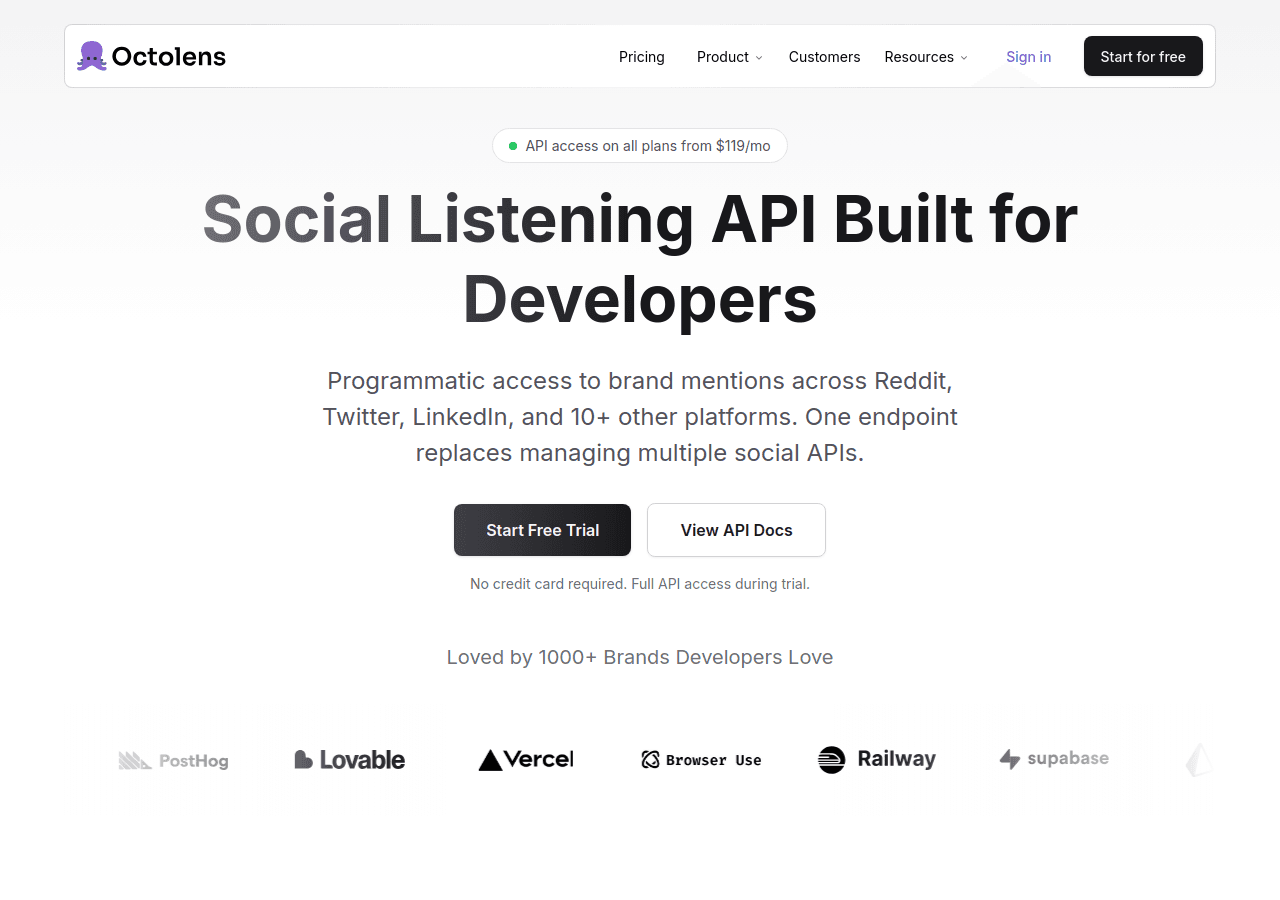 Octolens Social Listening API