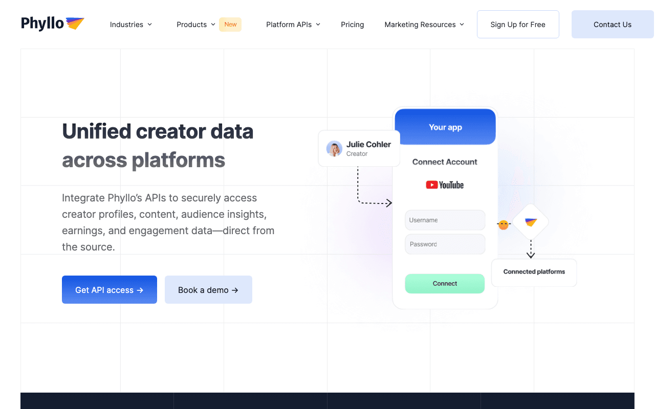 Phyllo social data API