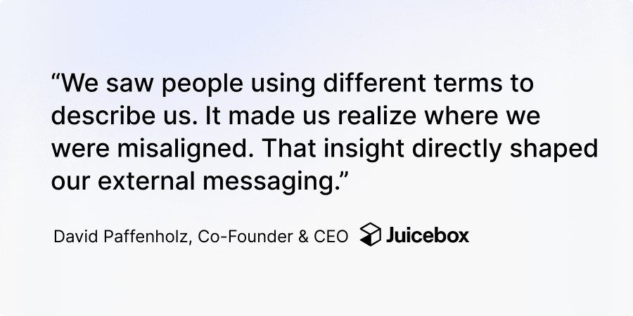 We saw people using different terms to describe us. It made us realize we were misaligned. 