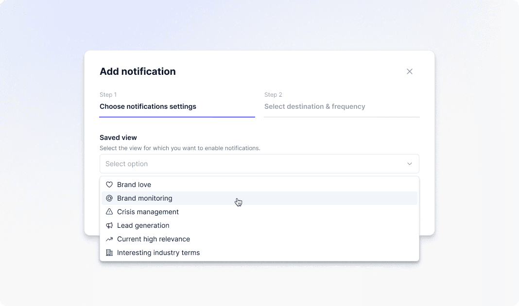 Octolens set up a notification