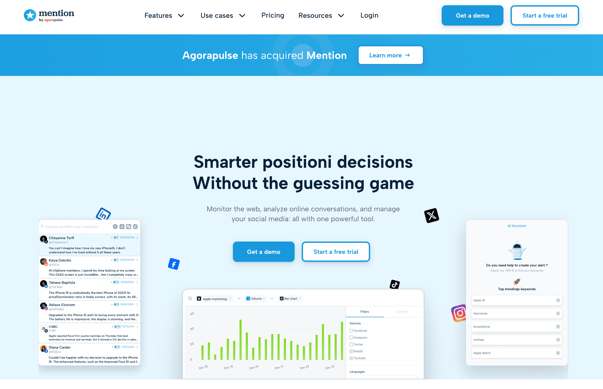 Mention social listening platform for tracking conversations and brand mentions