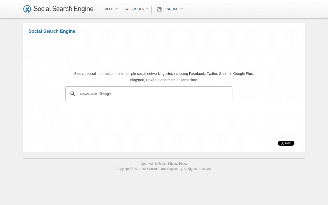 Social Search Engine simple search tool for finding content across social networks