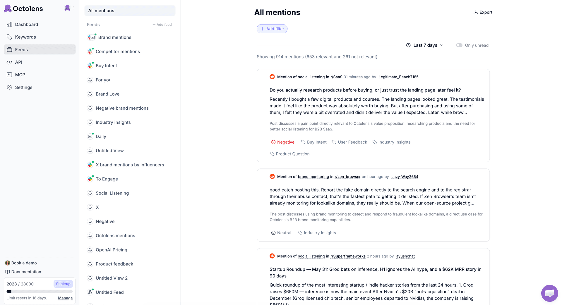 Octolens Product Screenshot - 21 Best Social Listening Tools