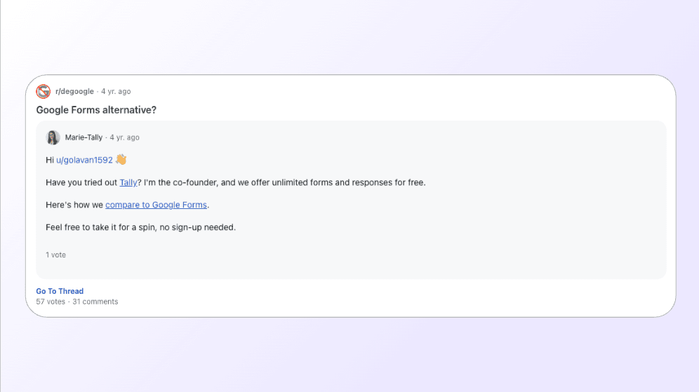 Marie interacting genuinely in Reddit threads