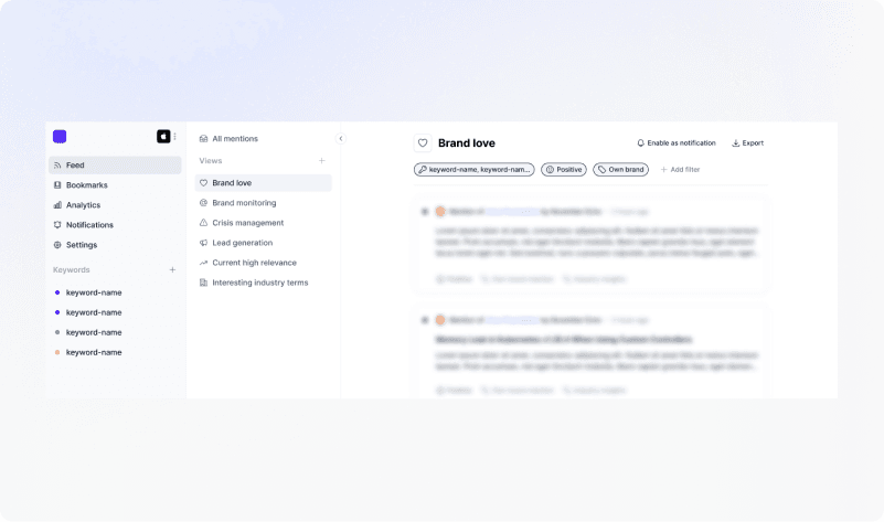 Brand love posts in Octolens