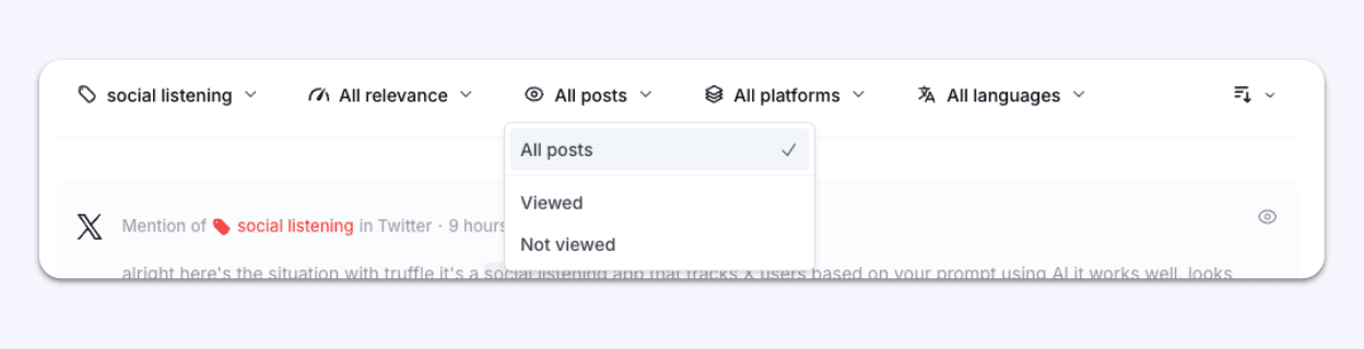 Viewed, not viewed, and bookmarked posts