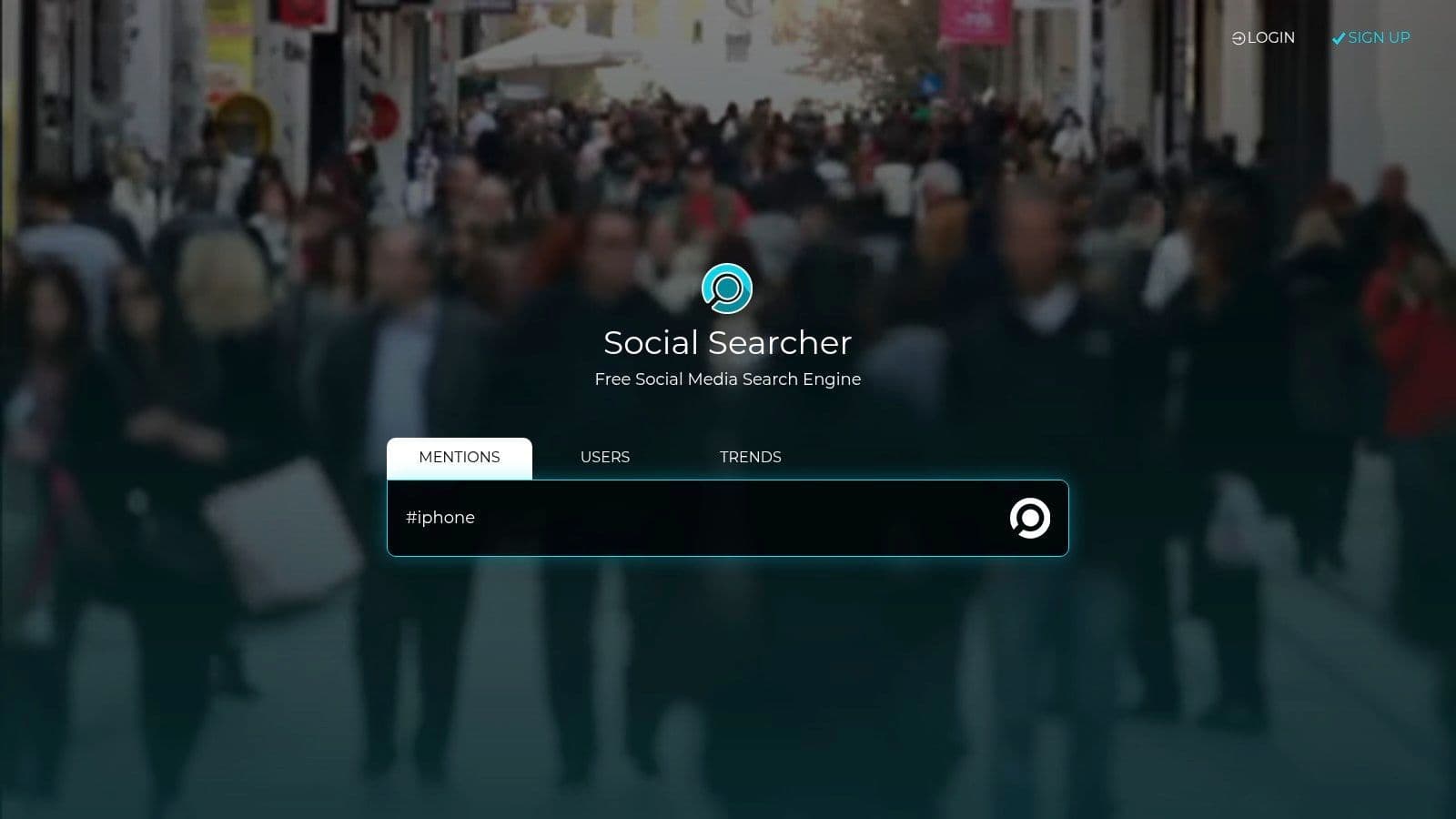 Social Searcher for social search
