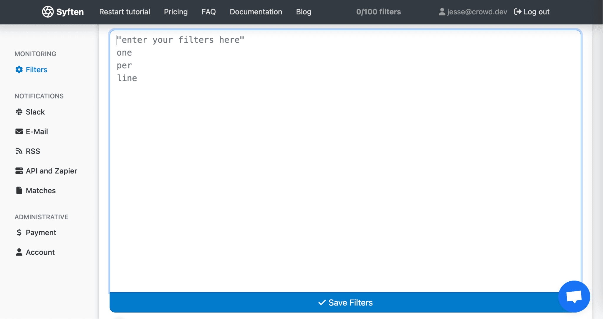 Syften workspace setup