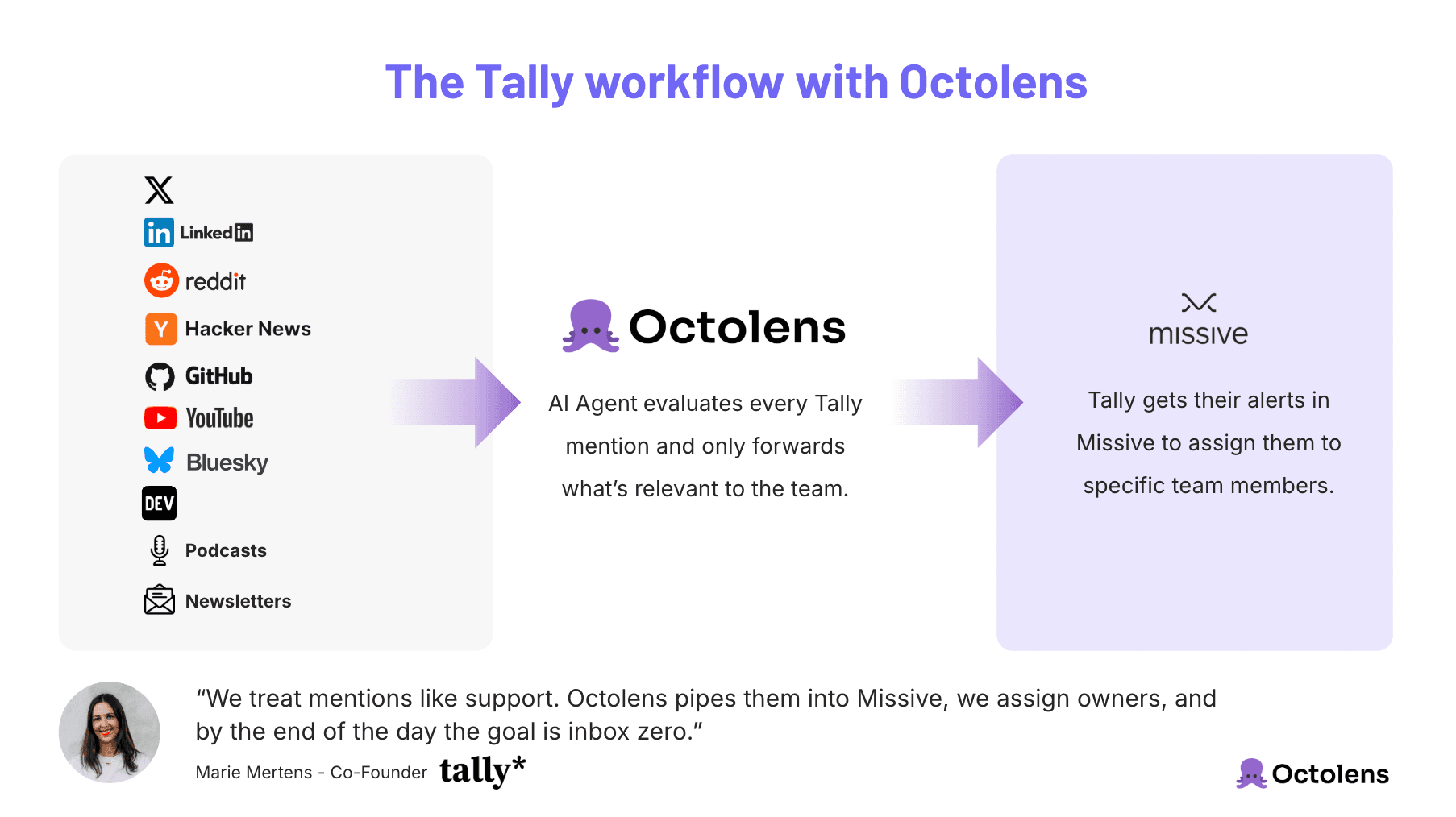 The Tally workflow with Octolens