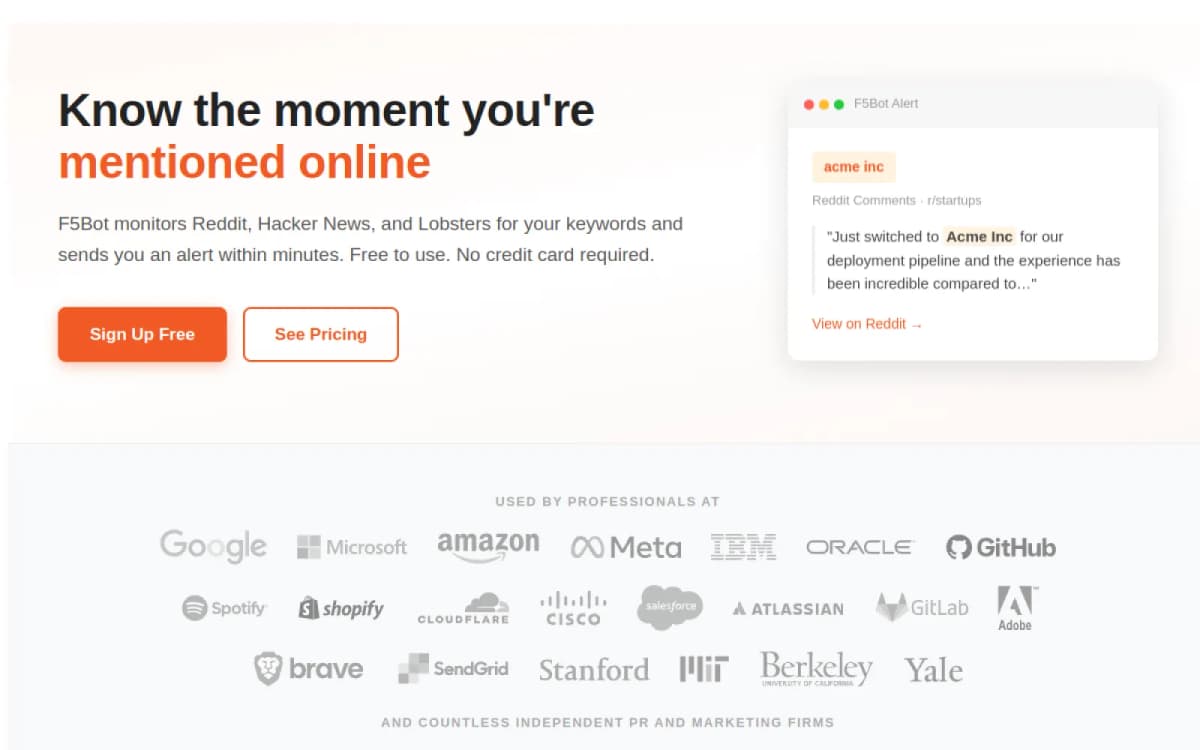 F5Bot screenshot