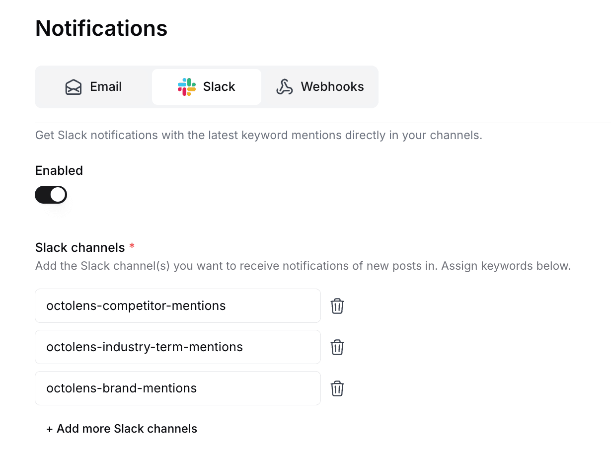 Configure channels