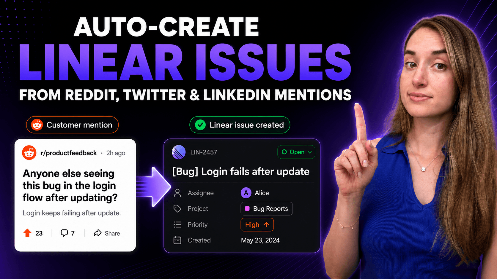 Auto-create Linear issues from Reddit, Twitter, and LinkedIn mentions with Octolens