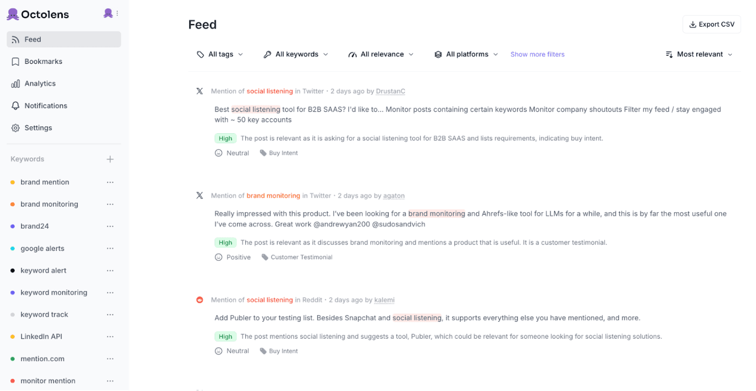 Automatically get all mentions from Twitter on your feed