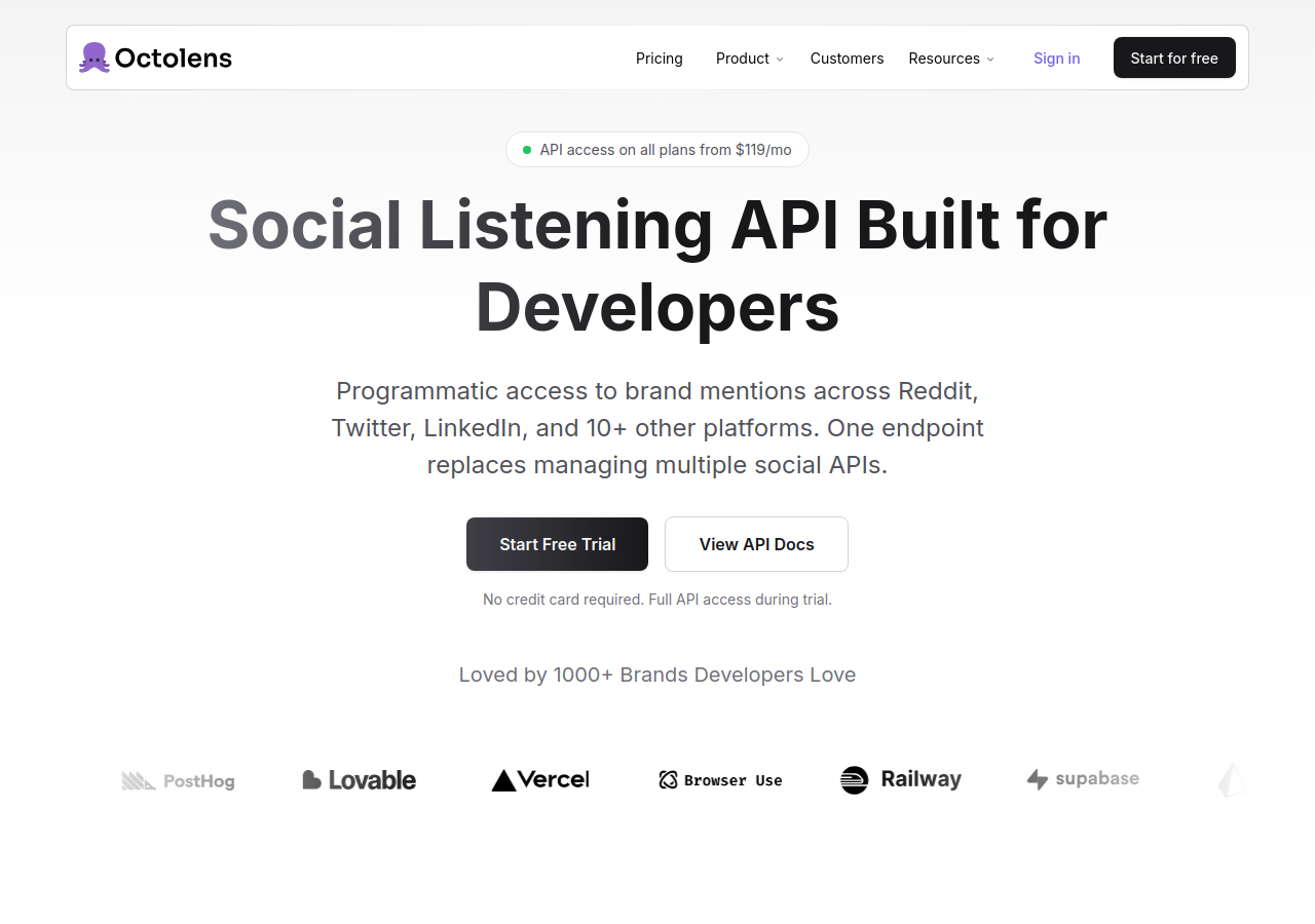 Octolens Social Listening API