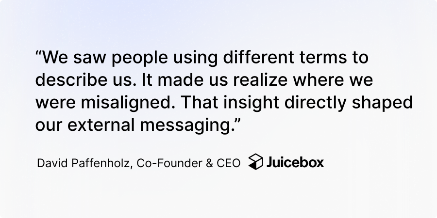 We saw people using different terms to describe us. It made us realize we were misaligned. 