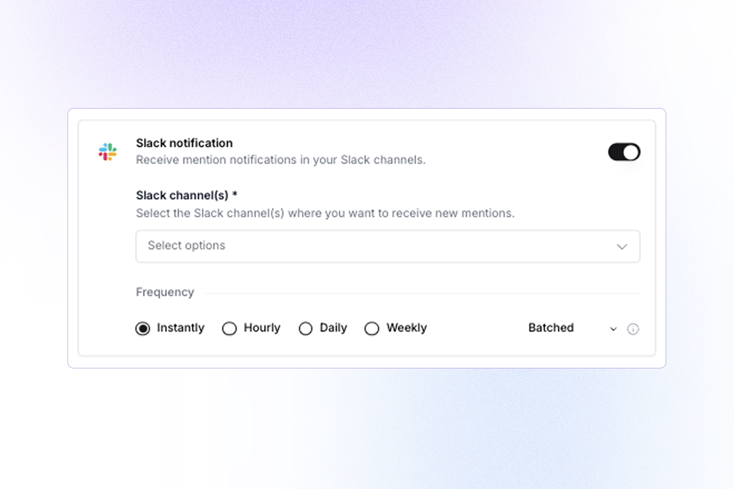 Slack notification settings in Octolens to pipe mentions into channels in real time