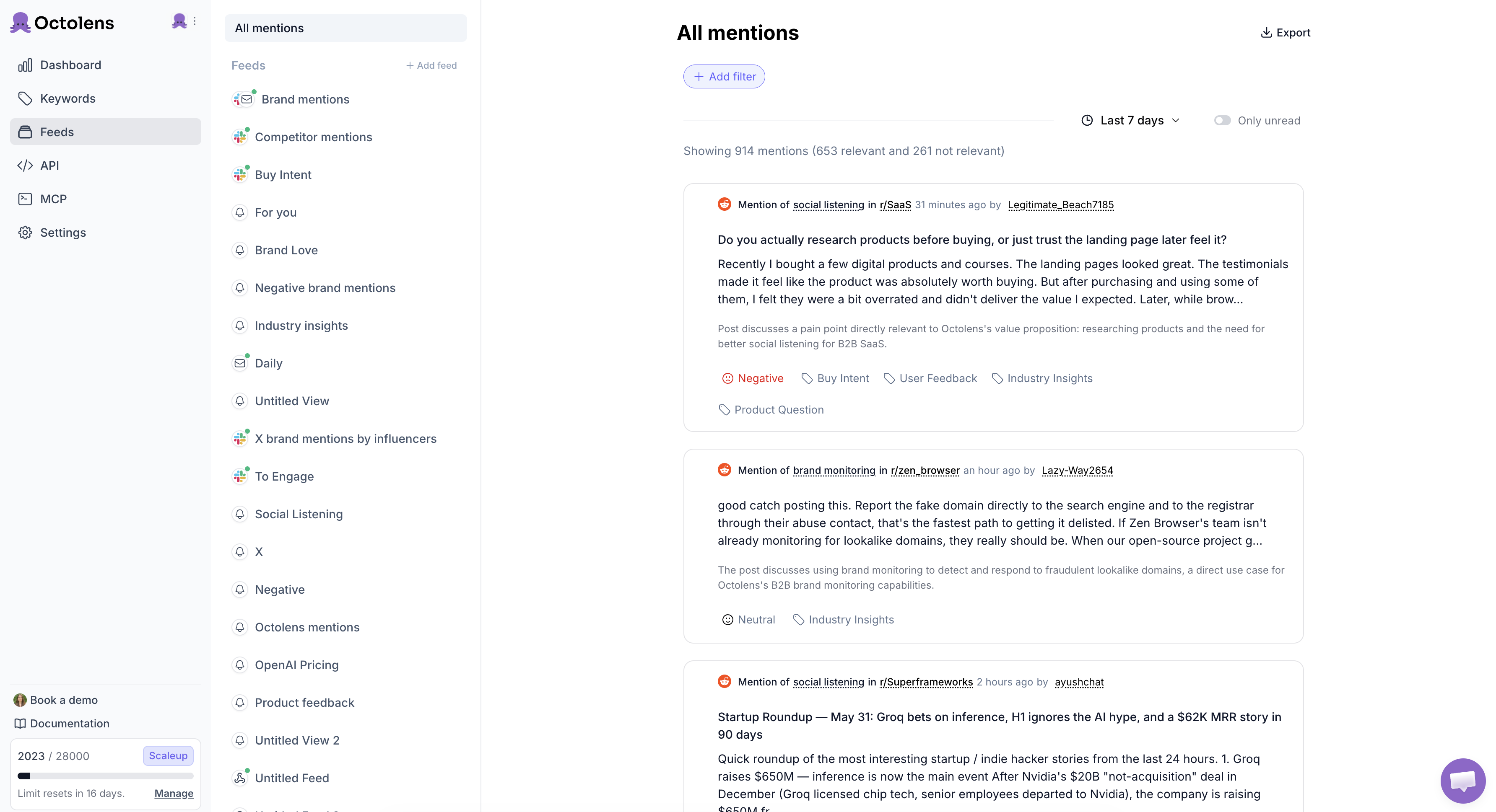 Octolens Product Screenshot - 21 Best Social Listening Tools