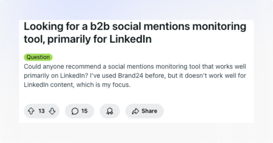 Reddit post from user looking for a competitor alternative